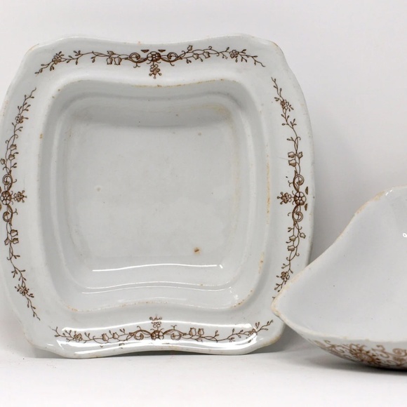 Vintage brown and white  Alfred Meakin Melton England Covered Serving Dish - Picture 11 of 11